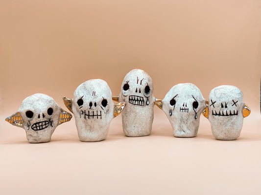 Flying Skull Head with Tears